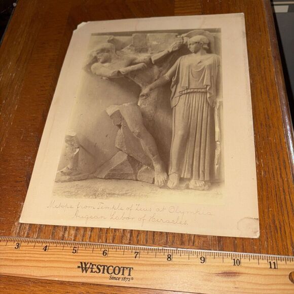 Vintage Heracles & the Aegean Stables Metope Temple of Zeus at Olympia Photo - Picture 1 of 2